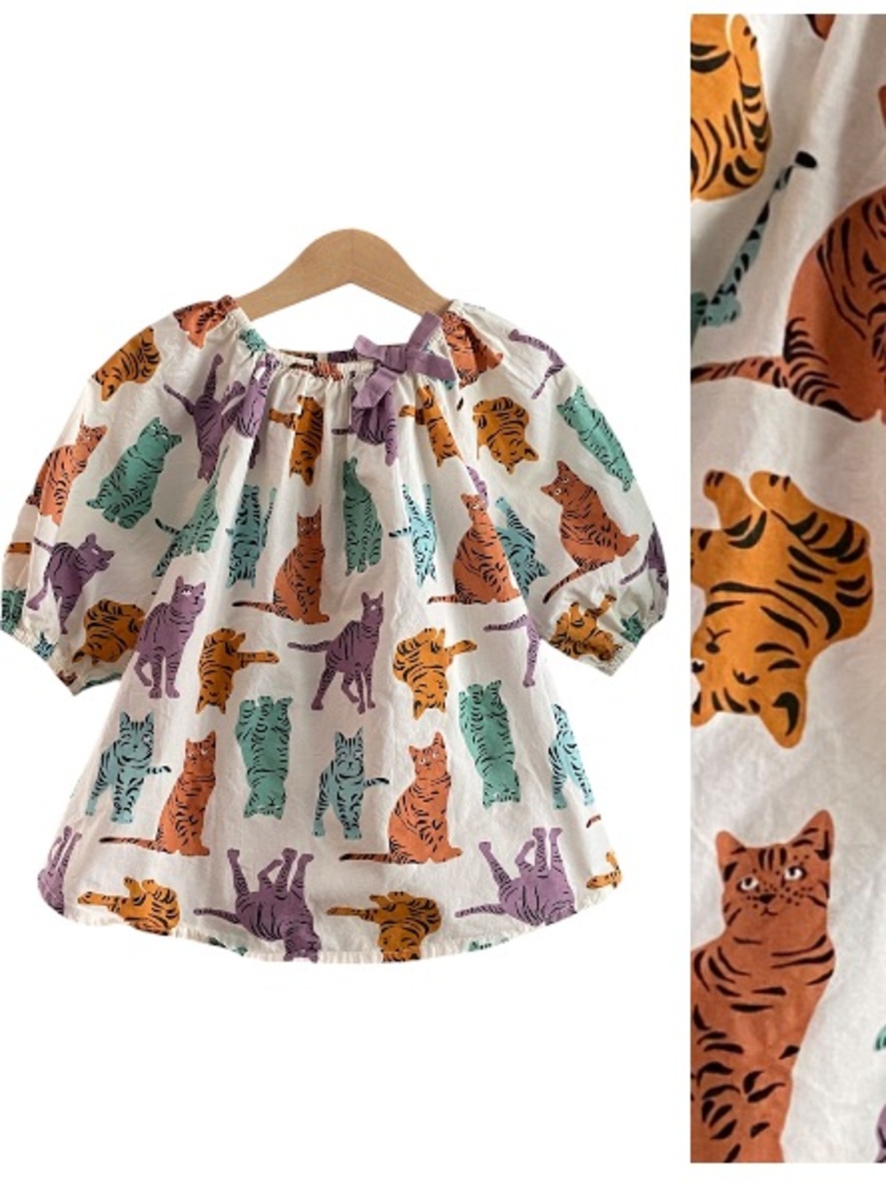 Pink Chicken Happy Colorful Cat Print Dress 12-18 months